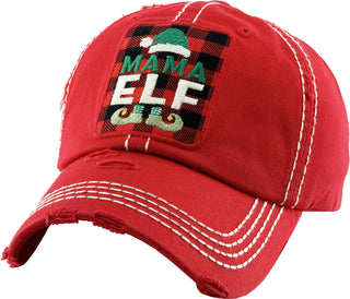 Mama Elf Vintage Hat - Red