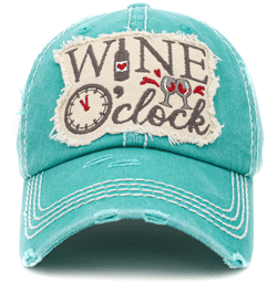 Wine O'Clock Vintage Hat - Turquoise