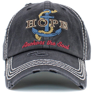Hope Anchors The Soul Vintage Hat - Black