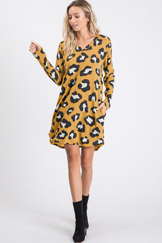 Maria Leopard Dress in Mustard