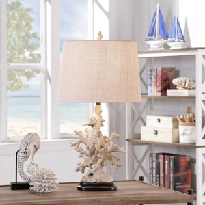 Distressed White Coral Table Lamp