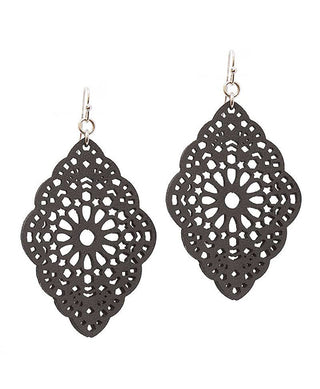 Leather Filigree Earrings - Available in 2 Colors