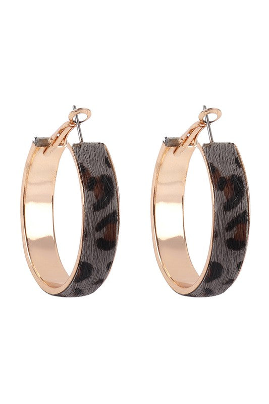 Leopard Print Hoop Earrings - Available in 3 Colors