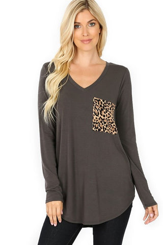 Lucy Leopard Pocket Top - Available in 6 Colors