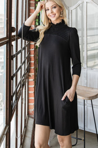 Maisie Mock Neck Dress in Black