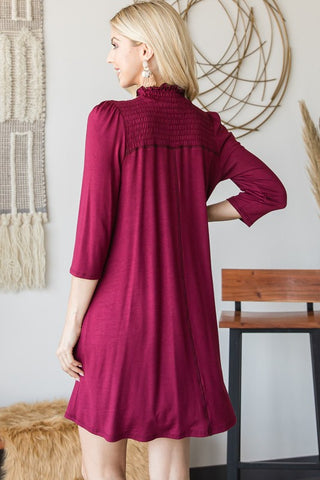 Maisie Mock Neck Dress in Burgundy