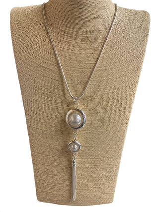 Pearl Silver Tassel Necklace