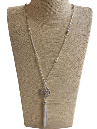 Tree of Life Silver Tassel Necklace