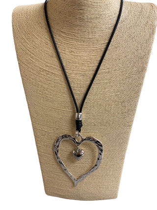 Hammered Double Heart Necklace