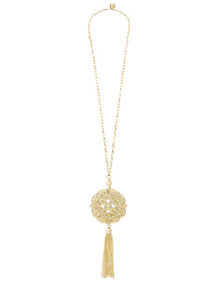 Allure Resin Pendant Necklace With Gold Tassel - Available in 12 Colors