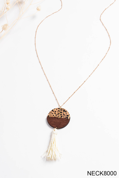 Animal Print & Raffia Necklace - Available in 3 colors!