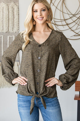 Olive Grove Button Down Top
