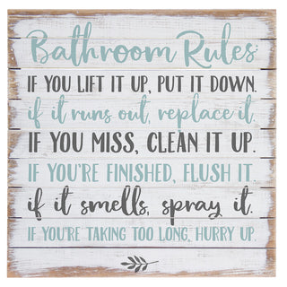 Bathroom Rules Pallet Sign