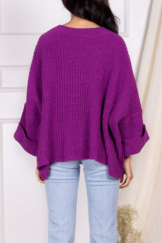Chenille Oversized Pullover in Orchid