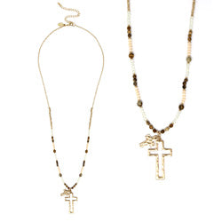 Double Cross Beaded Necklace