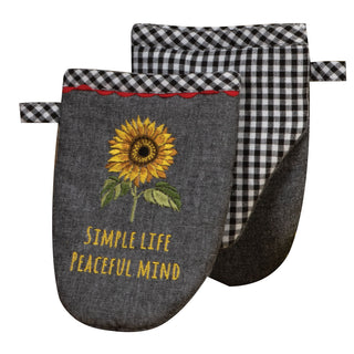 Sunflower Charm Embroidered Grabber Mitt