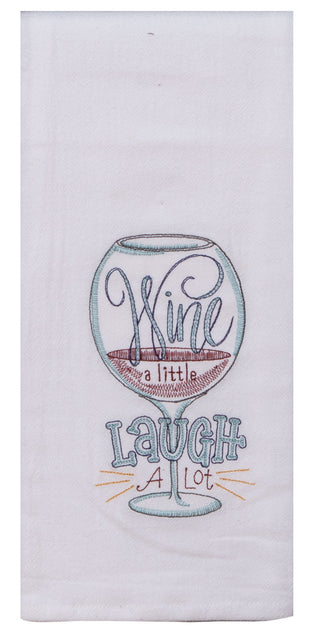 Wine a Little Embroidered Flour Sack Towel