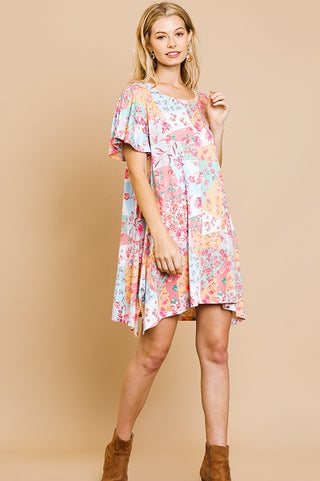 Rosy Outlook Patchwork Dress