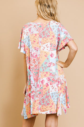 Rosy Outlook Patchwork Dress