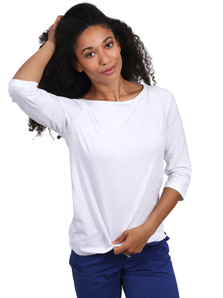 Betsy Solid Boatneck Top - White