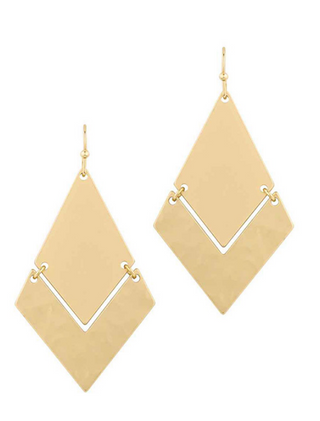 Metal Hammered Texture Earring in Gold