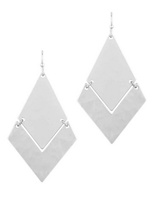 Metal Hammered Texture Earring in Silver