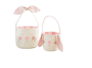 Bunny Canvas Easter Basket -Pink