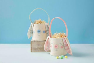 Bunny Canvas Easter Basket -Pink