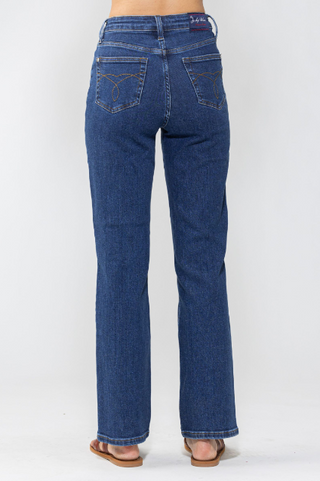 90s High-Waist Straight Stone Wash Jeans by Judy Blue
