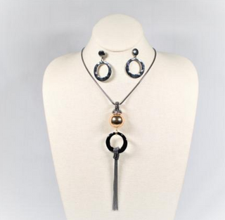 Double Drop Tassel Necklace Set