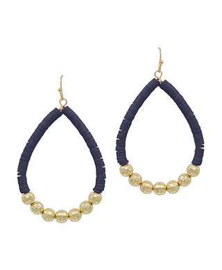 Rubber Teardrop Earrings In Navy
