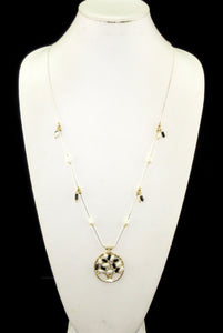 Tree of Life Gold Pearl Necklace Set in Black