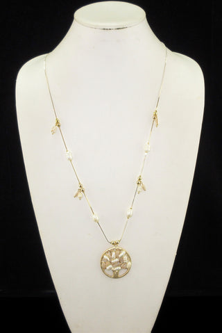 Tree of Life Gold Pearl Necklace Set in Rose