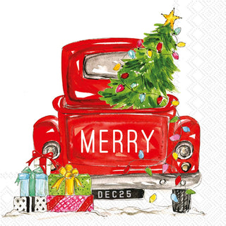 Disposable Christmas Paper Lunch Napkins Merry Truck