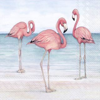 Paper Cocktail Napkins Pack of 20 Flamingo Trio On Beach