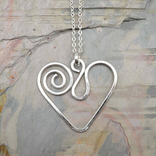 Silver Plated Pendant Necklace - Wavy Heart