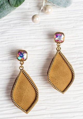 Too Strong to be Dainty Teardrop Earrings with Gold Casing in Brown
