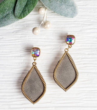 Too Strong to be Dainty Teardrop Earrings with Gold Casing in Grey