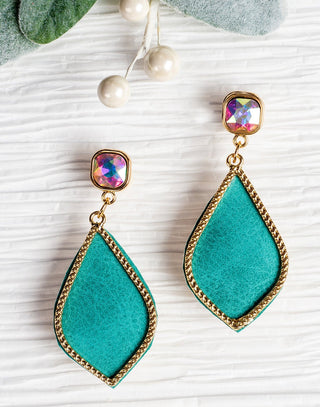 Too Strong to be Dainty Teardrop Earrings with Gold Casing in Turquoise