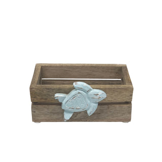 Whitewashed Turquoise Mini Wood Crate