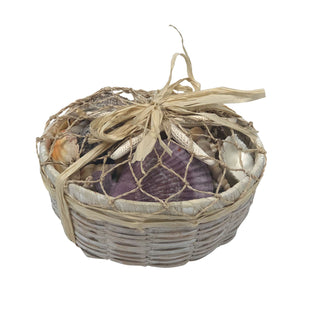 White Basket with Shells