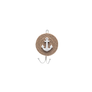 White Anchor with Nautical Rope Single Wall Hook
