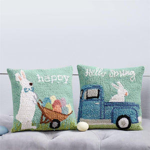 Happy Spring Hooked Pillows