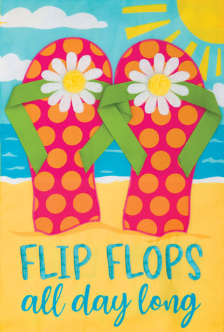 Beach Flip Flops Applique Garden Flag