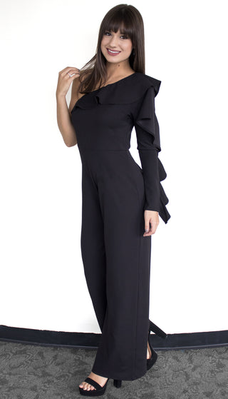 Jasmine Ruffled Shoulder Jumpsuit  - Available in 2 Colors!