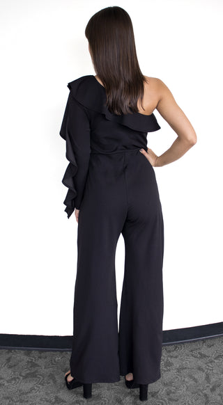 Jasmine Ruffled Shoulder Jumpsuit  - Available in 2 Colors!