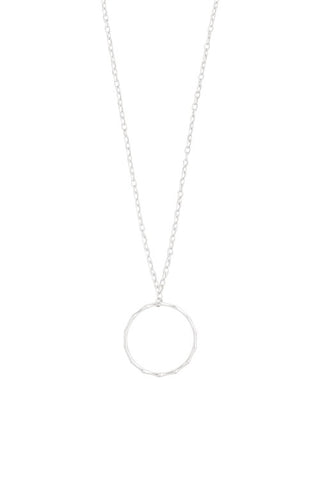 Bamboo Ring Pendant Necklace in Silver