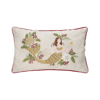 Sandy Holiday Mermaid Pillow