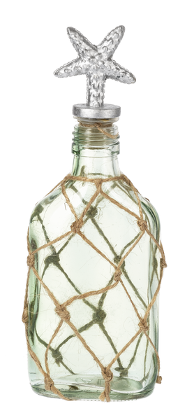 Decorative Bottle with Rope Net & Coastal Topper *3 Assorted