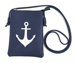 Big Anchor Crossbody Bag With Cellphone Pocket-Navy